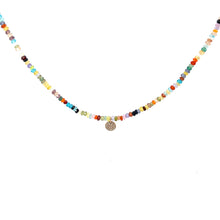 Load image into Gallery viewer, 14K Gold Diamond Disc on Multi-Colored Zircon