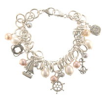 Load image into Gallery viewer, Sterling Silver &amp; Pearl Charm Bracelet