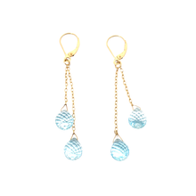 Load image into Gallery viewer, 18k Aquamarine Dangle Earrings