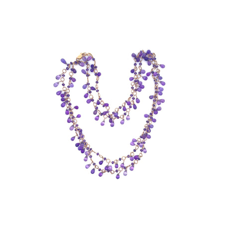 18K Gold and Amethyst Cascade Necklace