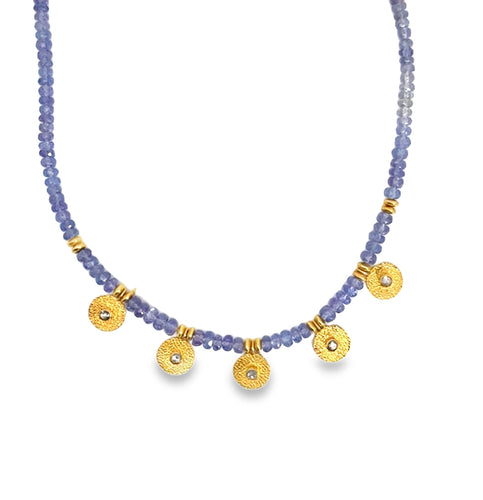 18k Diamond Discs on Tanzanite Strand