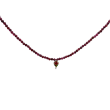 Load image into Gallery viewer, Antique 18k Gold Enamel and Ruby Charm on Garnet