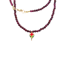 Load image into Gallery viewer, Antique 18k Gold Enamel and Ruby Charm on Garnet