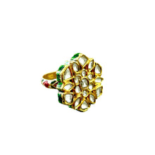Load image into Gallery viewer, Antique Indian Rose Cut Diamond Kundan Enamel Ring