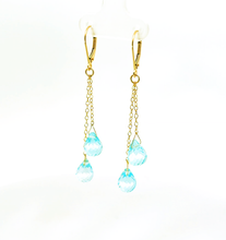 Load image into Gallery viewer, 18k Aquamarine Dangle Earrings