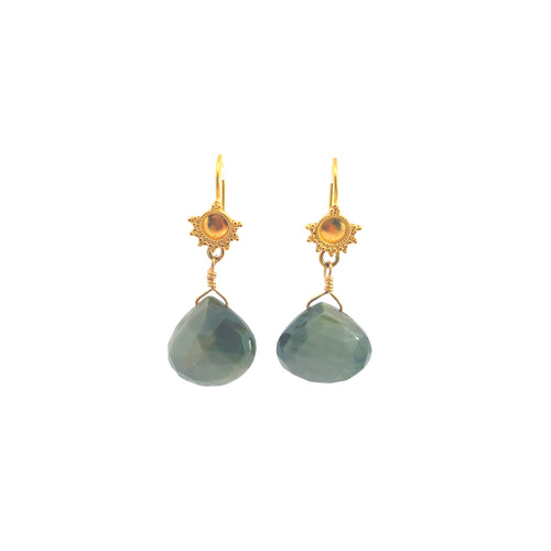 18k Cat's Eye Drop Earrings