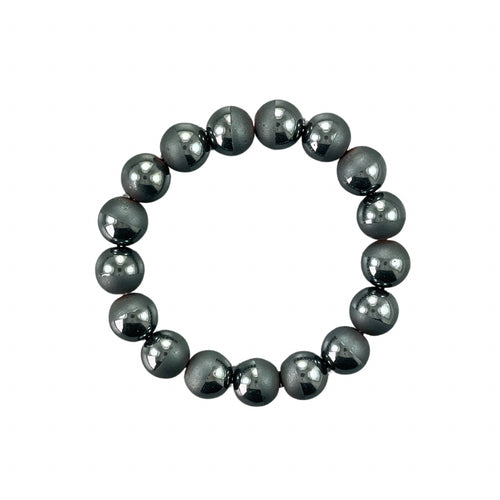 Half Polished Hematite Stretch Bracelet