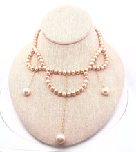 Load image into Gallery viewer, Victorian Style Pearl and Mother of Pearl Triple Drop Necklace