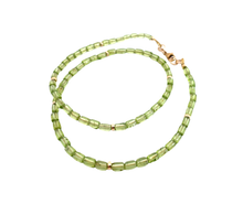 Load image into Gallery viewer, Cylindrical Peridot with Gold-filled accent beads