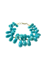 Load image into Gallery viewer, 18k Gold Turquoise Briolette Bracelet