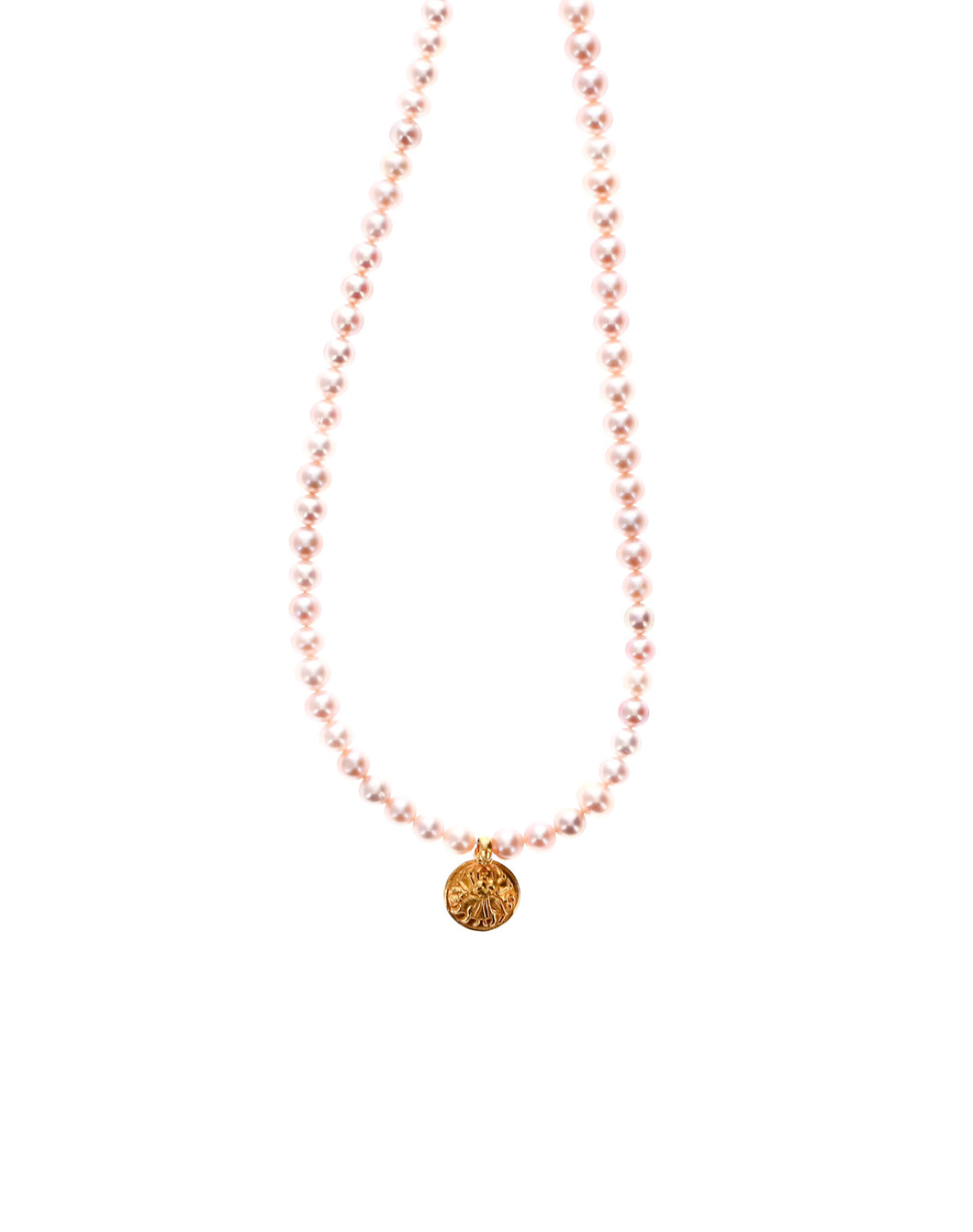 18K Durgha Pendant on Pink Pearls