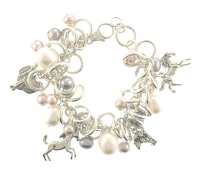 Sterling Silver & Pearl Charm Bracelet