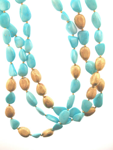 Turquoise 18K Gold Nugget Necklace