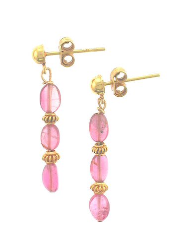 18k Pink Tourmaline Earrings