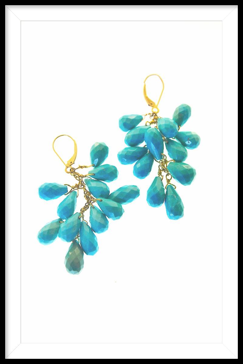18k Sleeping Beauty Turquoise Cascade Earrings