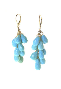 18k Sleeping Beauty Turquoise Cascade Earrings