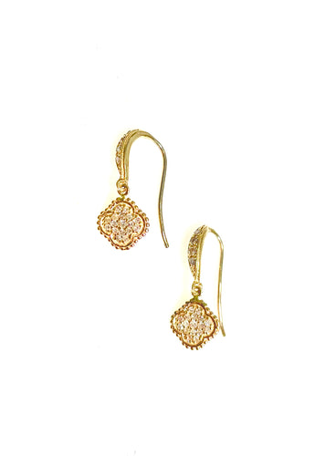 14K Diamond Clover Drop Earrings