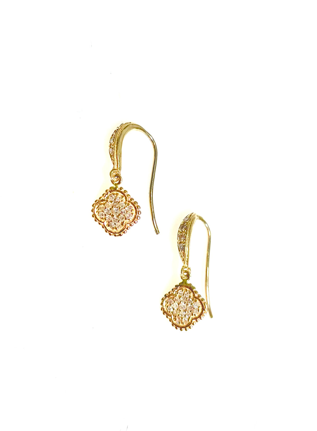 14K Diamond Clover Drop Earrings