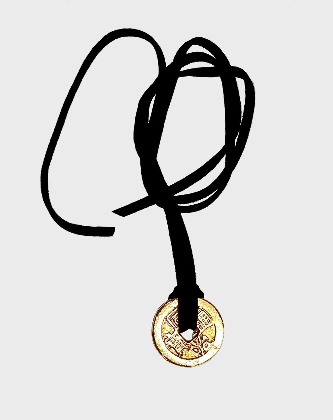 Vintage 18K Plated Feng Shui Coin Necklace